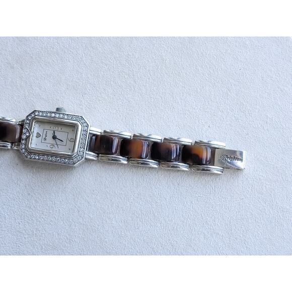Brighton Encino Ladies Dress Watch Turquoise Shell Rhinestone Retired 7" Works - Picture 7 of 8
